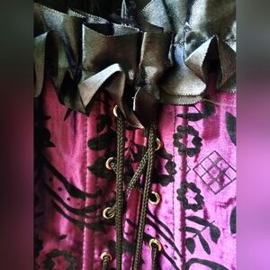 Purple and black lace-up corset